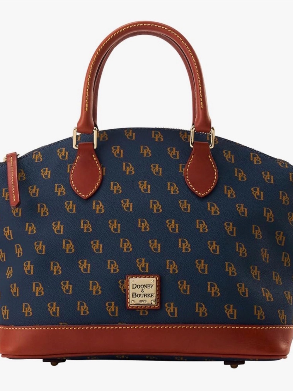 Dooney & Bourke Navy & Brown Logo Satchel